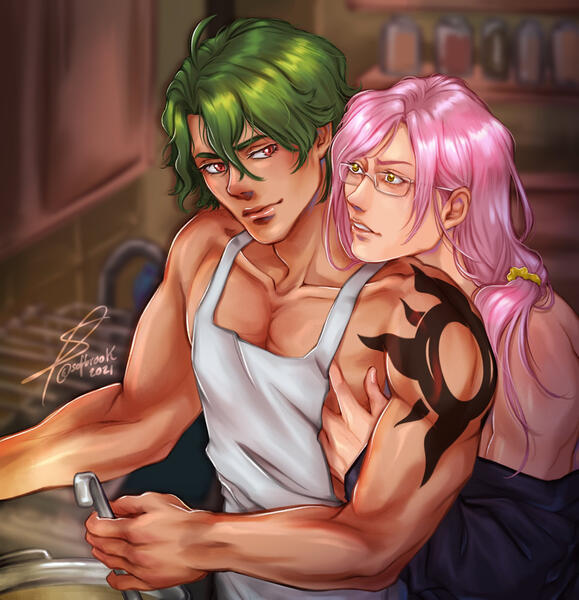 MatchBlossom: Half Body + Extra Charcter + Full Colour + Complex Background